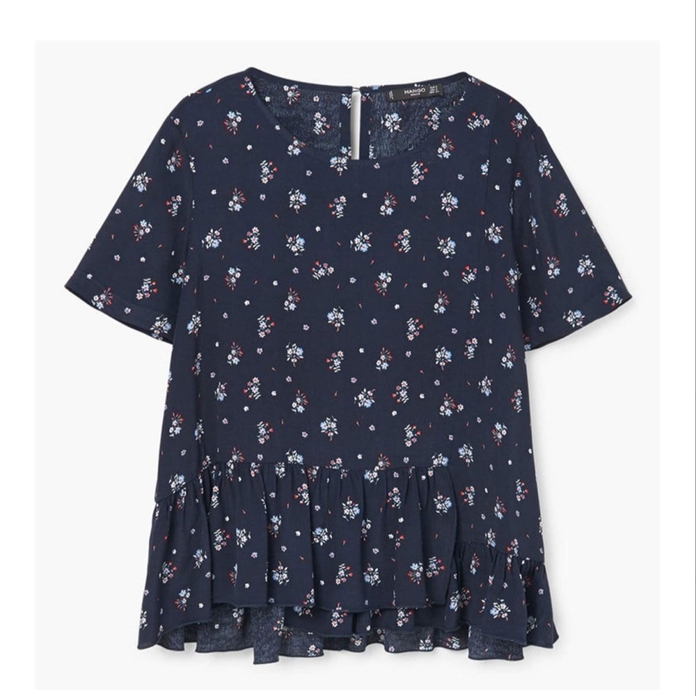 MANGO Dark Blue‎ Floral Blouse